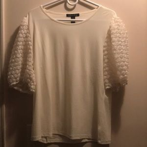 Cream sheer puff sleeve blouse